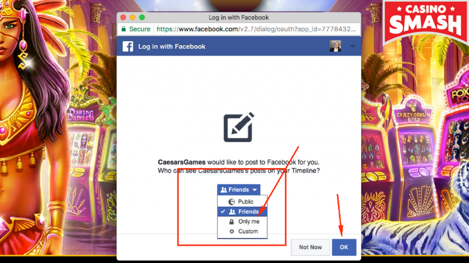 Trucco per 40mila free coins per Caesars Casino su Facebook