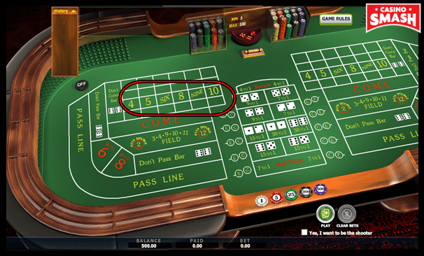 craps where to place odds bet