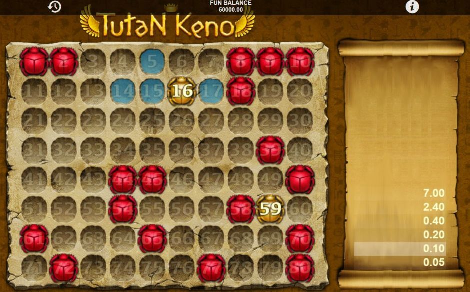 free tutan keno