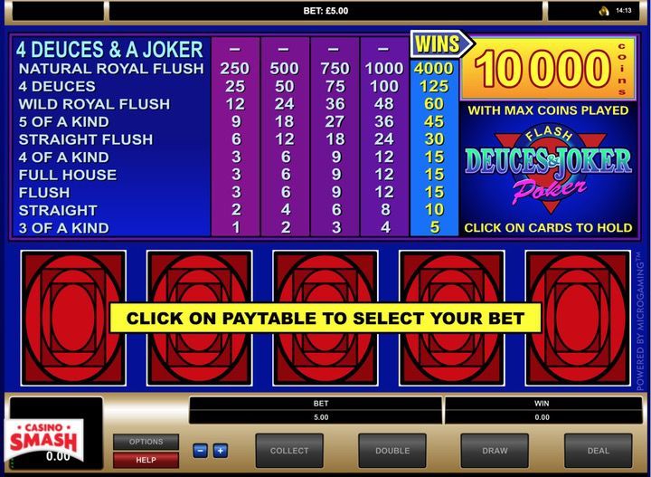 Deuces and Joker Poker Game Online