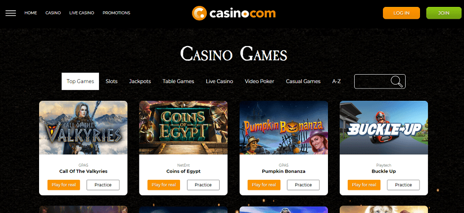 Casino.com - La lista dei giochi Playtech