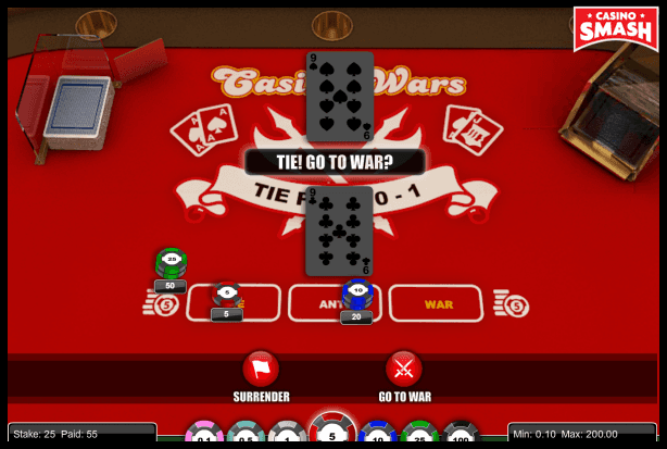 war card game casino odds