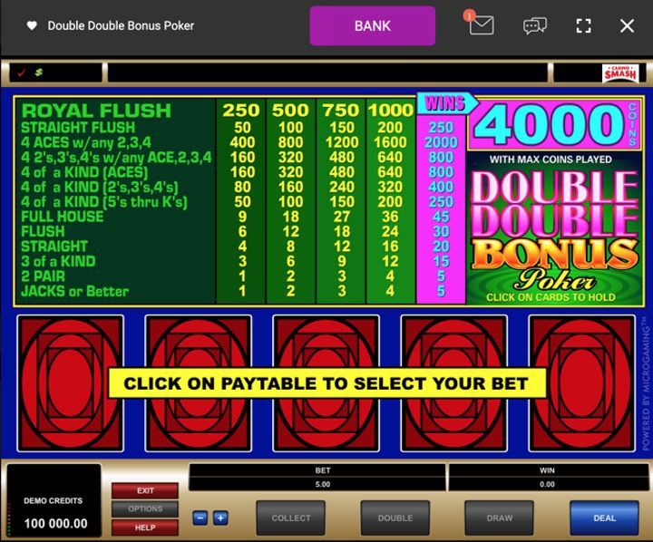 Double Bonus Video Poker Trainer