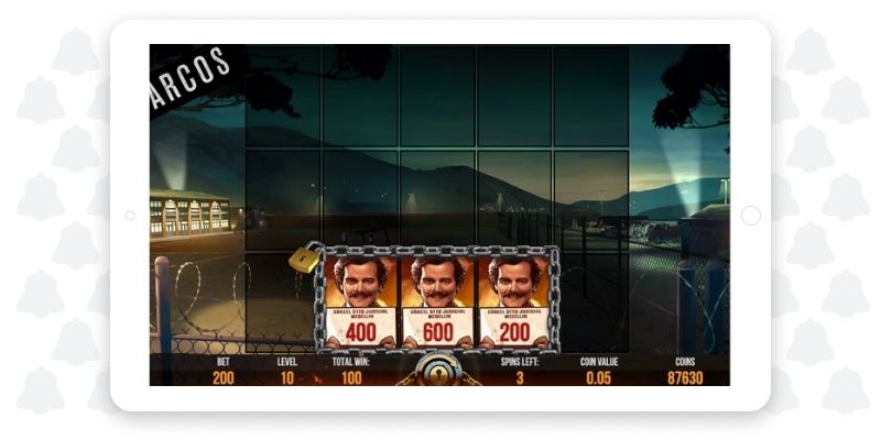 You get some free spins on Narcos in the Locked Up bonus round