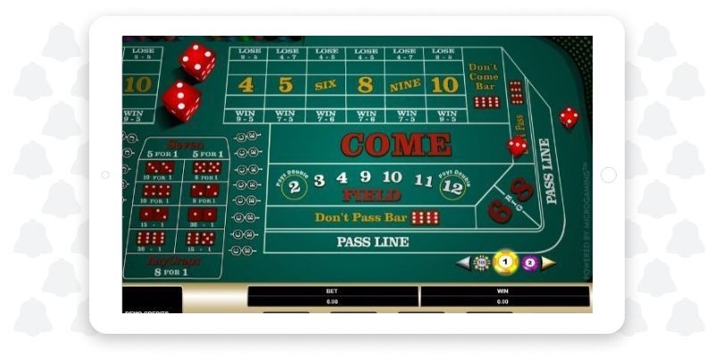 craps simulator: bets layout