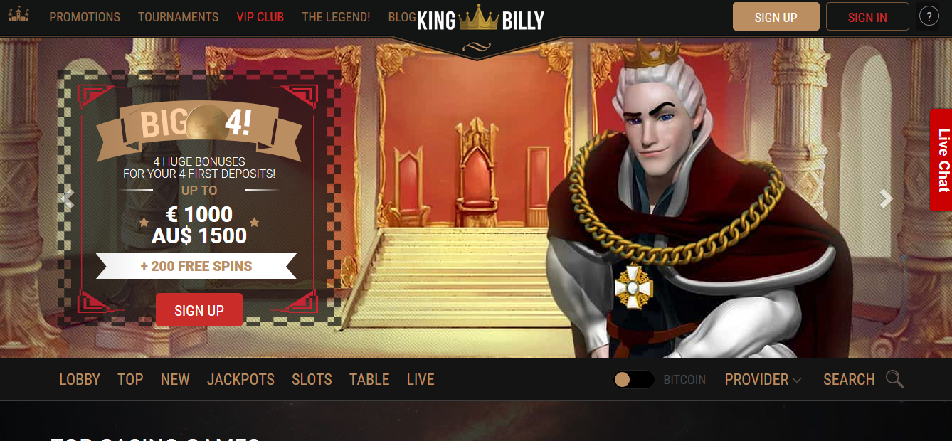 king billy casino bonus code