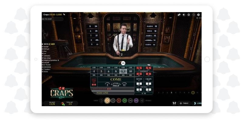 live dealer craps